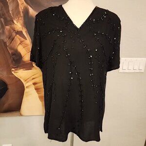 Vintage jean for joseph le bon Black Evening Shirt 16 Beaded Formal